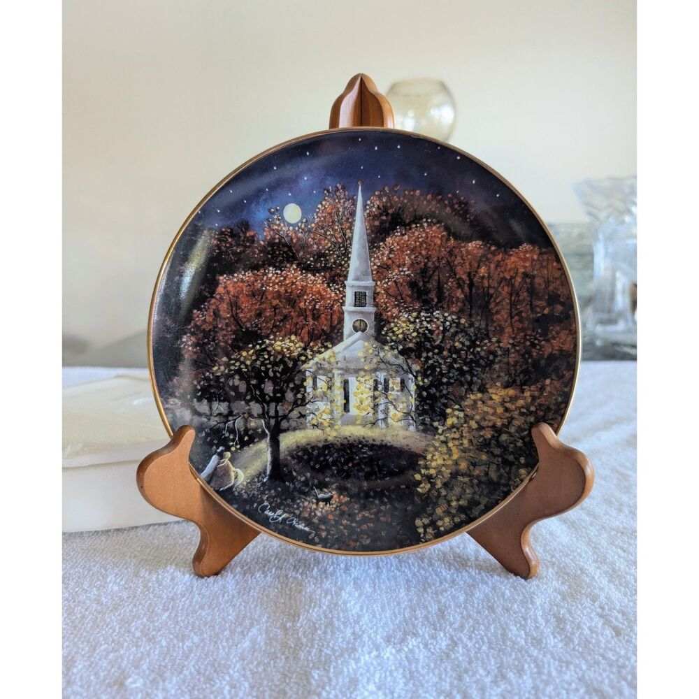 Franklin Mint Chapel Visitors Carol Endres Limited Porcelain Plate Box